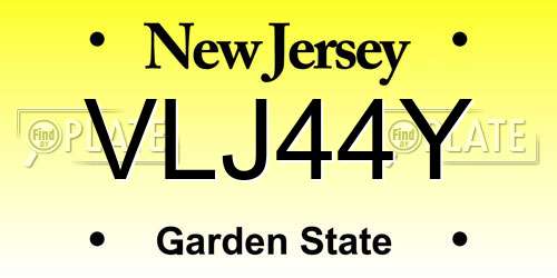 VLJ44Y New Jersey License Plate