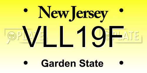 VLL19F New Jersey License Plate