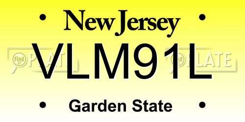 VLM91L New Jersey License Plate