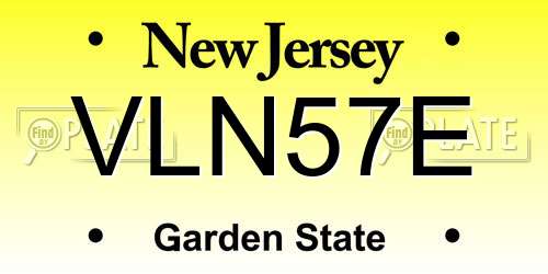 VLN57E New Jersey License Plate
