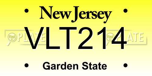 VLT214 New Jersey License Plate