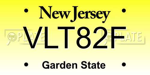 VLT82F New Jersey License Plate