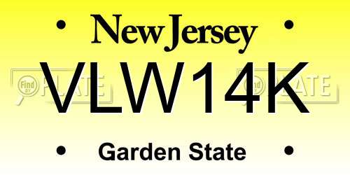 VLW14K New Jersey License Plate