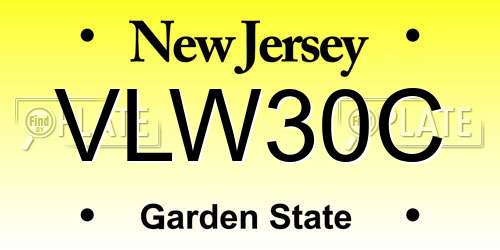 VLW30C New Jersey License Plate