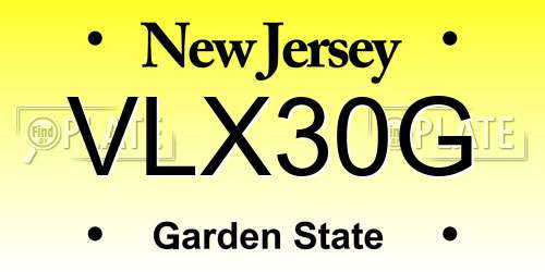 VLX30G New Jersey License Plate