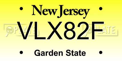 VLX82F New Jersey License Plate