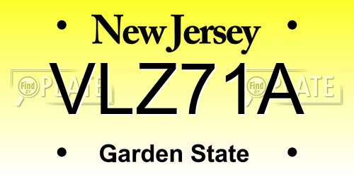 VLZ71A New Jersey License Plate