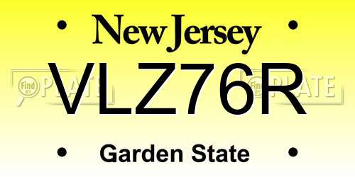 VLZ76R New Jersey License Plate