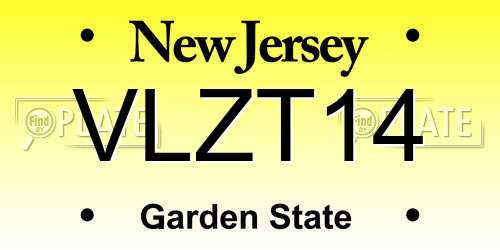 VLZT14 New Jersey License Plate
