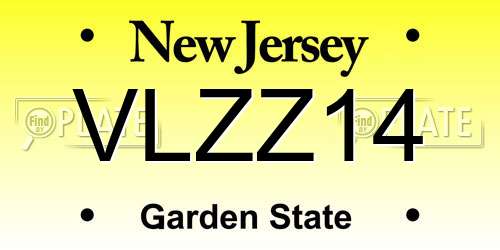 VLZZ14 New Jersey License Plate