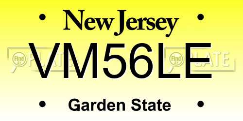 VM56LE New Jersey License Plate
