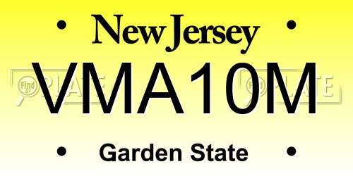 VMA10M New Jersey License Plate