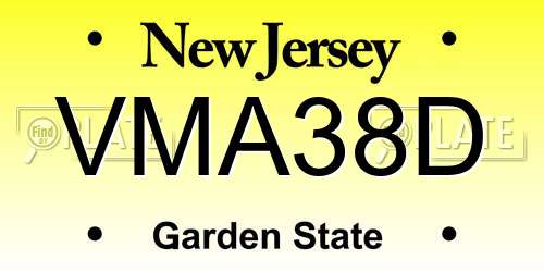 VMA38D New Jersey License Plate