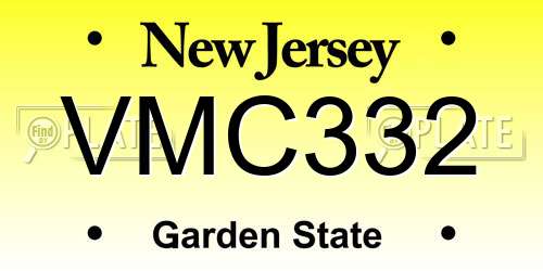 VMC332 New Jersey License Plate