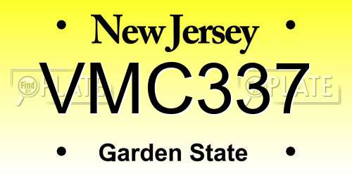 VMC337 New Jersey License Plate