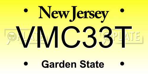 VMC33T New Jersey License Plate