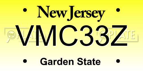VMC33Z New Jersey License Plate