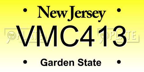 VMC413 New Jersey License Plate