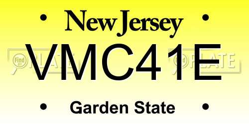 VMC41E New Jersey License Plate