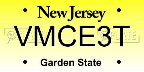 VMCE3T New Jersey License Plate