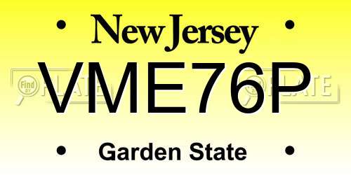 VME76P New Jersey License Plate