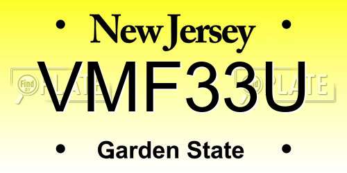 VMF33U New Jersey License Plate