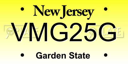 VMG25G New Jersey License Plate