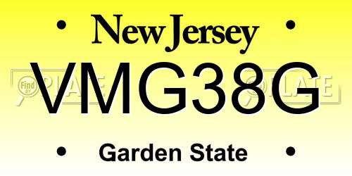 VMG38G New Jersey License Plate