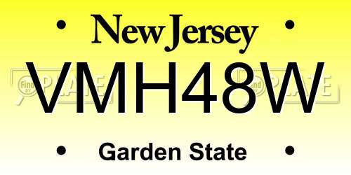 VMH48W New Jersey License Plate