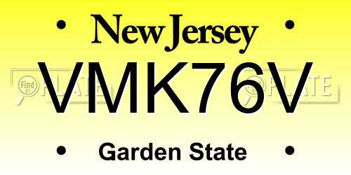 VMK76V New Jersey License Plate