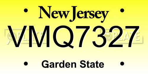 VMQ7327 New Jersey License Plate
