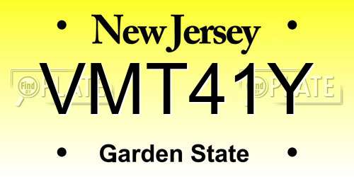 VMT41Y New Jersey License Plate