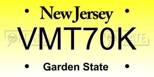 VMT70K New Jersey License Plate