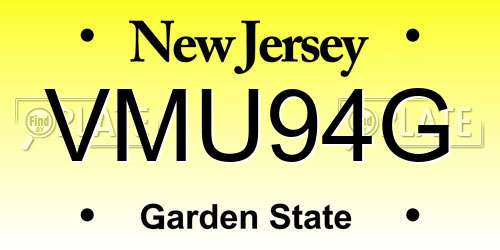 VMU94G New Jersey License Plate