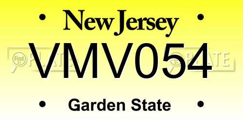 VMV054 New Jersey License Plate