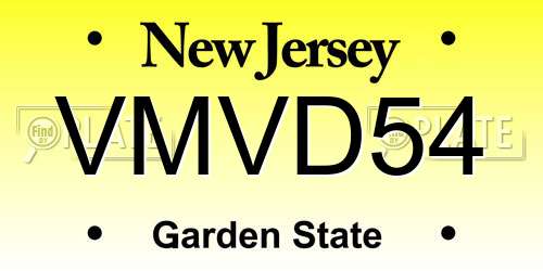 VMVD54 New Jersey License Plate