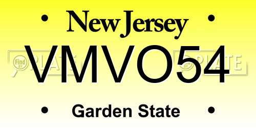 VMVO54 New Jersey License Plate