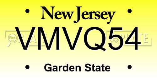 VMVQ54 New Jersey License Plate