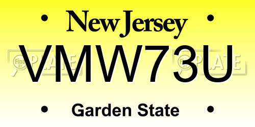 VMW73U New Jersey License Plate