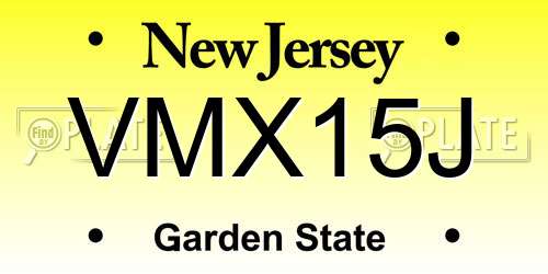 VMX15J New Jersey License Plate