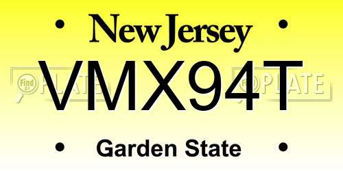 VMX94T New Jersey License Plate