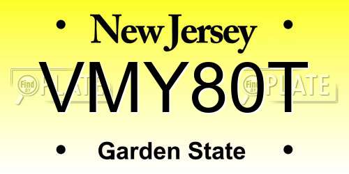 VMY80T New Jersey License Plate