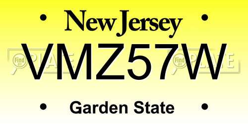 VMZ57W New Jersey License Plate