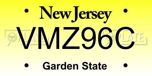 VMZ96C New Jersey License Plate