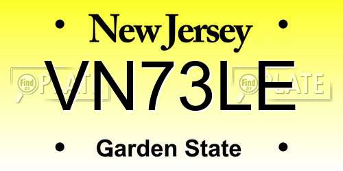 VN73LE New Jersey License Plate