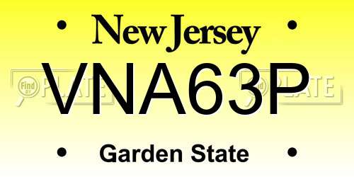 VNA63P New Jersey License Plate
