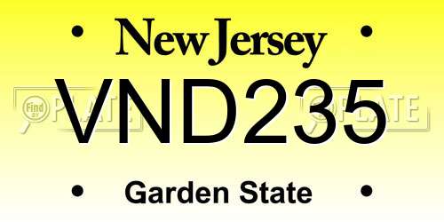 VND235 New Jersey License Plate