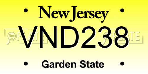 VND238 New Jersey License Plate