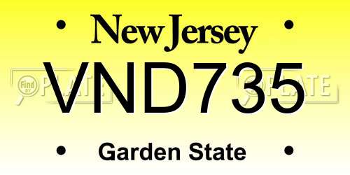 VND735 New Jersey License Plate