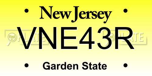 VNE43R New Jersey License Plate